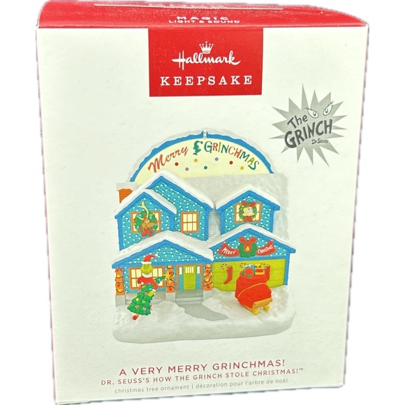 Hallmark A VERY MERRY GRINCHMAS! Keepsake Magic Ornament 2022 Sound Light - Picture 1 of 7